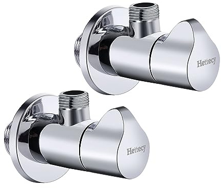 Angle Valve 2 Pack Shut Off Angle Stop Valve 1/2'' x 3/8'' 1/4 Turn Water Control for Faucet & Toilet American Thread Polished Chrome (silver)