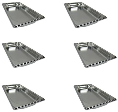 AcMax Gastronorm Lot de 6 récipients gastronormes GN 1/3 en acier inoxydable 1,5 l Profondeur 40 mm