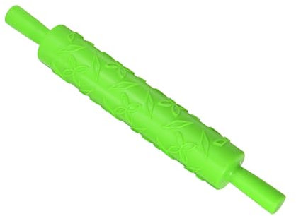 CoCud Mattarello Motivo Rilievo Lunghezza 14.6 Rullo Decorativo Impugnatura Ergonomica Motivo 3D Foglia Plastica PP Struttura Trasparente - (APPlicazioni: Argilla Cottura Fondant)