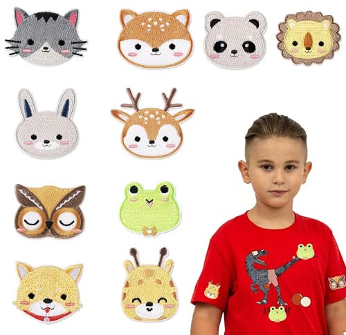 10 Stück Tier Patches zum Aufbügeln Aufbügelflicken Kinder Bestickte Aufnäher Bügelflicken Tiere Bügel Patches Embroidered Iron on Patches Applikation zum Aufbügeln Hosen Jeans Hemden