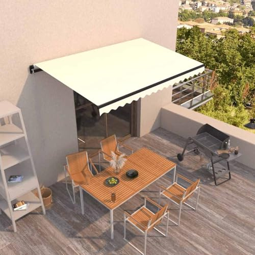 Rantry Tenda da Sole Manuale Retrattile per Balconi a Caduta Casa 450x300 cm Crema Mobili