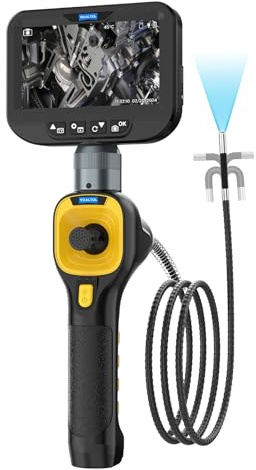 VKALTUL Endoskopkamera mit Licht, 6.2mm 360° 4-Wege-Gelenk-Inspektionskamera mit 2600mAh Lithium-Batterie, 1080P HD, 4,3 Zoll Bildschirm, 6LED Leuchten, IP67 Wasserdicht für Engen Gekrümmten Raum(1M)