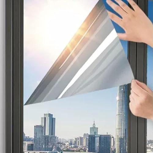 Sonnenschutzfolie Fenster Innen außen | UV-Schutz Spiegelfolie Fenster Sichtschutz Selbstklebend | Fensterfolie Blickdicht Sonnenschutz Hitzeschutz Folie Thermofolie Wärmeschutzfolie, 60 x 200 cm