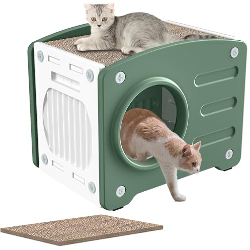 XMTECH Maison pour chat Intérieur Extérieur, Grotte pour chat PP avec planche à gratter pour chats, Lit pour chat Tonneau pour chat, Lit pour chat Grotte, maison pour chat pour l'extérieur, Capacité