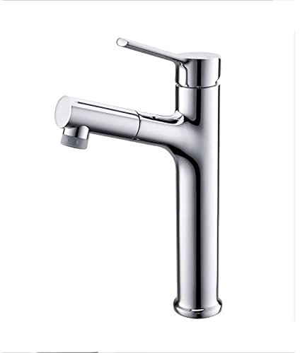 FHPEWXDG Badezimmer-Wasserhahn mit ausziehbarem Sprinkler, Messing-Waschbeckenhahn für heißes und kaltes Wasser, Waschtisch-Mischbatterie, Einhebel-Waschtischhahn mit Dua
