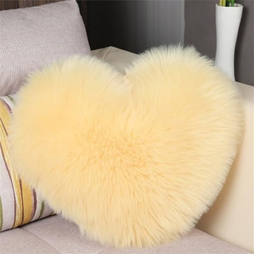 Herzkissen, Herz Kissen Kinderzimmer, Doppelseitiger Flausch Superweiches Plüsch Dekokissen, Herz Dekoratives Kissen für Wohnzimmer Sofa Kind Schlafzimmer Bett (Beige,30x40 cm)