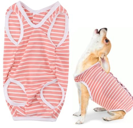Dokeno Combinaison de Récupération pour Chiens et Chat Anti-Léchage Body Post Operatoire pour Chien Alternative Collier Électronique à Cône Body pour Chien Après Opération Castration (Rose, S)