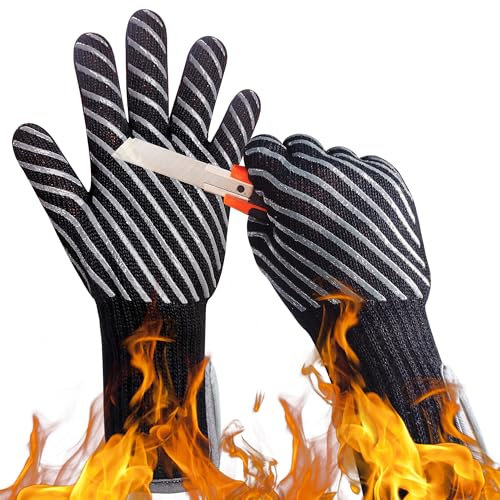 HandLove Gants de barbecue, Gants en aramide Résistants à la Chaleur et Antidérapants en Silicone pour Cuisine et Cuisson, 1472°F