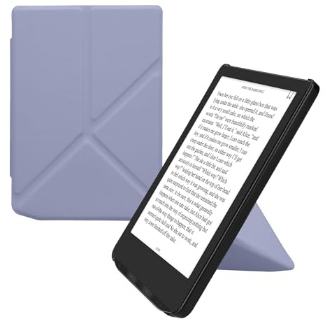 kwmobile e-läsarfodral kompatibelt med Pocketbook Verse Lite/Fresh Pro/Color/Vivlio Light/Light HD-fodral - med stativ - Ereader fodral i konstläder - i lavendel