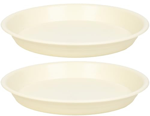 MSKIAUO Sottovaso per piante, 30,5 cm, confezione da 2 pezzi, in plastica, per interni ed esterni, resistente e durevole, con sistema di raccolta dell'acqua (bianco crema)