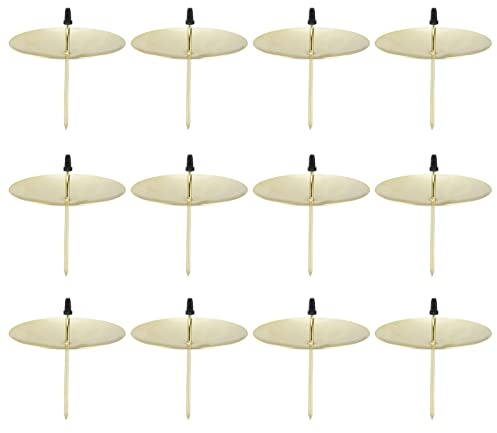 Glomora 12pcs Candle Plate Iron Material, 7x6.5cm/2.8x2.6in Gold Stable Decorative Wearable Fixing Holder for Coffee Table Decor, Wedding, Party, Home Decor