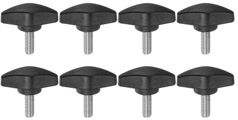 QUARKZMAN 8 Stück Rändelschraube Flügelschrauben Kunststoff T-Flügelknöpfe M6 x 16 mm Metrische männliche Gewindestifte T-Kopf Kunststoffknöpfe Daumenschraube, Schwarz
