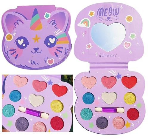 Kit Trucco per Principianti, Palette 10 Colori Atossica e Lavabile con Specchio - Ideale per Halloween, Festa, Teatro e Regalo