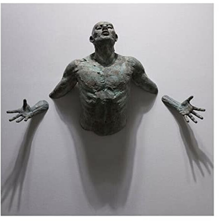 RLVYTA Skulpturen 3D durch Wandfigur Skulptur abstrakte Figur Ornament Statue Wohnzimmer Wohnkultur Heimdekoration(7)