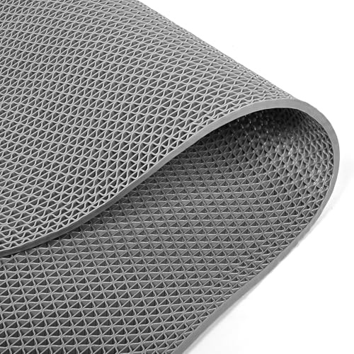 Tcatec Drainage Bodenmatte PVC Mesh Drainagematte, 90x200cm Badezimmer rutschfest Duschmatte, 6mm Dicke Kommerzielle Küchenmatten, Dichte Erhöhen Grau Saunaläufer für Nassbereich Schwimmbad Waschraum