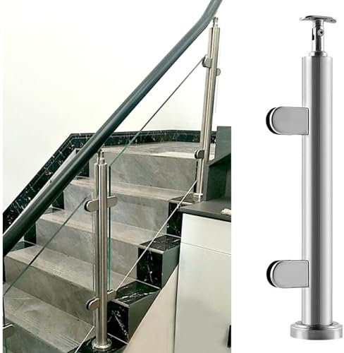 Système de Pinces pour poteaux de Garde-Corps en Verre Moderne, Panneaux de Garde-Corps Ronds en Verre, Pince pour colonnes pour Garde-Corps carrés/Ronds, Poteau d'extrémité/Milieu/Angle (co