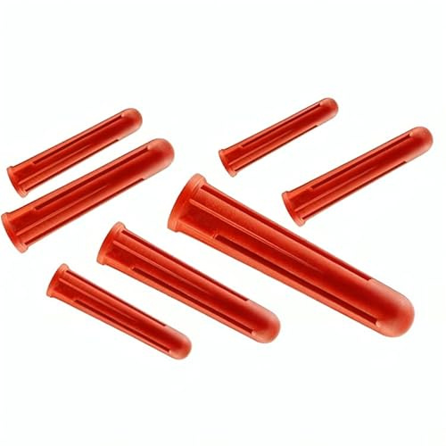 Lot de 60 chevilles murales robustes pour fixation dans le béton, les briques, les plaques de plâtre, les panneaux de particules - Rouge - 30 mm