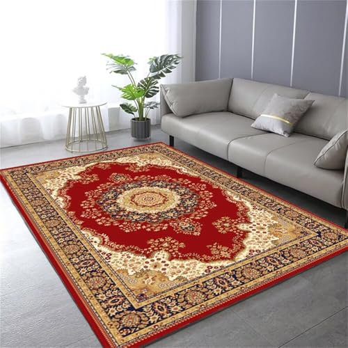 Kunsen 300X400CM Outdoor Landhaus-Blumenmuster-Teppich für das Mädchenzimmer Vorleger Rot Outdoor-Teppich Wald