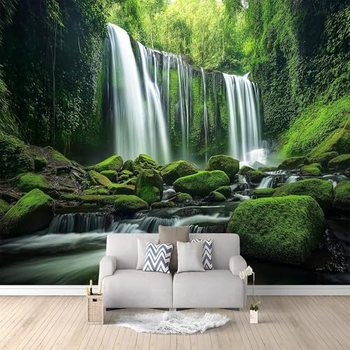 Fotomurale 3D Paisaje Natural Selva Tropical Cascada 350 x 256 cm Papel Pintado Fotográfico, Decoración De la Pared Murales para Salón, Dormitorio, Habitación para Niños, Pared de TV