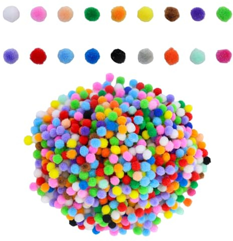 Petits Pompons Loisirs Créatifs 1000 Pièces, 10mm de Diamètre, Mini Boules de Feutre Boules Moelleuses Multicolores, Artisanat DIY pour, Création et Décoration, Projets et d