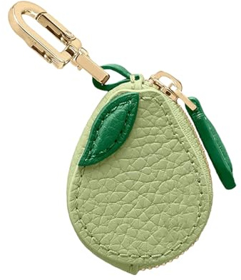 Kotkiddy Süßes Leder Taschencharm Y2k Schlüsselanhänger mit Reißverschluss Schulmädchen Handtaschencharm Accessoires Ästhetisches Zubehör（Avocado）