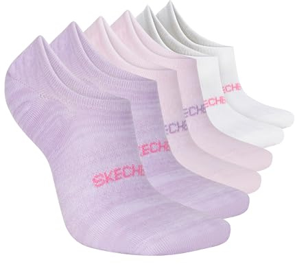 Skechers Paquete de 6 forros de rendimiento invisibles para mujer, malla ligera y transpirable, flor de orquídea/rosa A Boo, 9-11