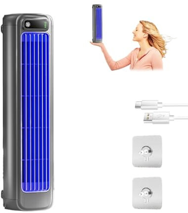 Coldeez Cooling Ace, Coldeeze Cooling Ace, Cooling Ace Portable Air Cooler, Portable Air Conditioner, Quiet Cooling Fan, USB Charging Tower Fan, 3 Speeds, for Bedroom, Office, Kitchen (Gray)