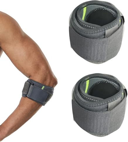 Pluvyze 2 Stück Tennisarm Bandage Ellenbogenbandage Tennisarm,Langlebig und Bequem,Verstellbar,Unisex,Graue Einheitsgröße,Geeignet für Tennis,Golf,Gewichtheben,Baseball,Arbeit,Alltag