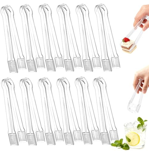 Perusiaw 10 Pcs Clear Plastic Serving Tongs, 6.3 Inch Small Disposable Plastic Tongs for Food, Buffet, Party, Salad, Ice, Candy, Appetizer, Catering, Easy to Hold and Clean