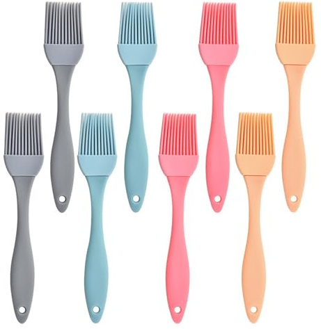 Fysaran Backpinsel, Hohe Temperaturbeständigkeit Silikonpinsel, Abnehmbares küchenpinsel Leicht zu Reinigen, Kochpinsel Silikon Pinsel 8 Stück Pinsel Küche für Backen Grillen Kochen