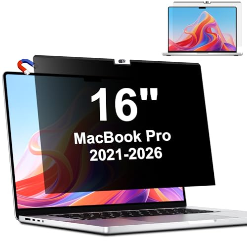 LUSA DESIGN Magnétique Filtre de confidentialité pour MacBook Pro 16 pouces | 2021-2026, M1/M2/M3/M4/M5, Protection amovible anti-reflet et anti-lumière bleue pour Mac 16