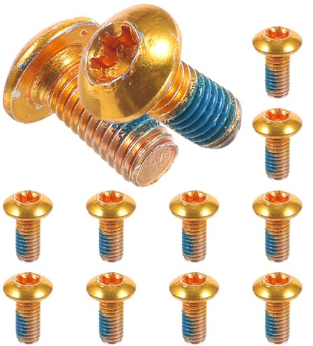 ifundom Fahrrad Schrauben für Scheibenbremsen 12 Stück Titanstahl Hohe Rotationsfestigkeit Kompatibel mit E Bikes und Rennrädern Einfache Montage M5*10Mm (Gold)