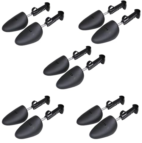 EchoDone 5 Pairs Practical Adjustable Length Men Shoe Tree Shoe Stretcher Boot Holder Shaper Support (Black Color)