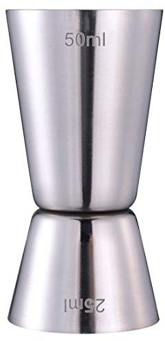 Misurino Cocktail - Dosatore Cocktail Jigger in Acciaio Inox a Doppia Spirito Misura Cup 25ml/50ml (Argento)