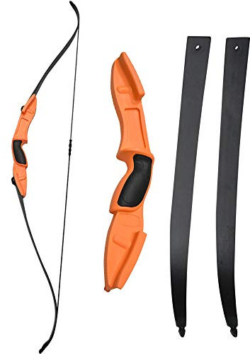 ZSHJG 56Zoll Takedown Recurve Bogen 25lbs CS Spielbogen Sportbogen Anfängerbogen Jugendliche und Erwachsene Jagdbogen Links und Rechts Hand für Bogensport (Orange)