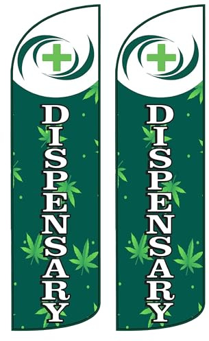 OnPoint Wares Dispensary King Flags – 2 Pack | 30W x 138L Outdoor Advertising Feather Flags for Dispensary Business | Heavy Duty Weatherproof Polyester Signs, (Updated Design) (Hardware Not Included)