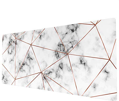 Extra Large Mouse Mat | XXL Mouse Pad | Desk Mat Large | Extra Large Mouse Mat Gaming | Full Desk Mouse Mat | Gaming Mouse Pad Large | 900 x 400 Mouse Mat | Black White Grey Geometric Marble