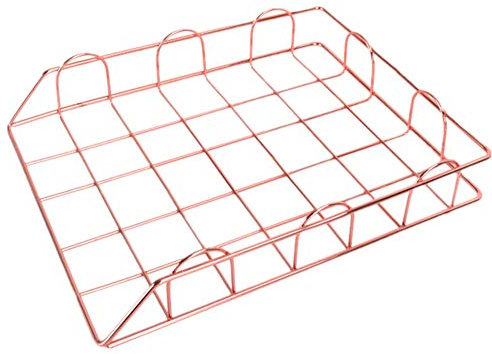 HEELPPO File Organizer Stehsammler ZeitungsstäNder Desktop-Manager Ablagefach Aufbewahrungskorb Aus Metall Schreibtischregal BüRobedarf Rosegold