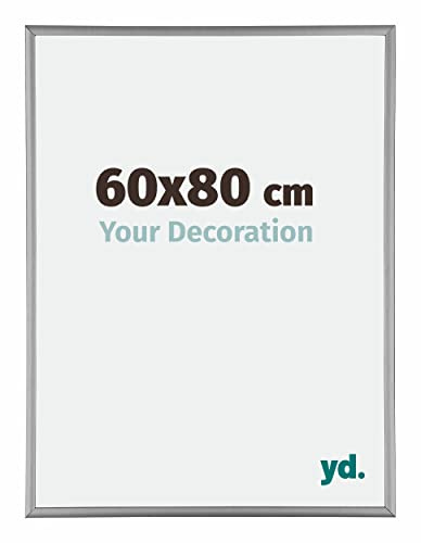 yd. Your Decoration - Bilderrahmen 60x80 cm - Platin - Bilderrahmen aus Aluminium mit Acrylglas - Antireflex - 60x80 Rahmen - Kent