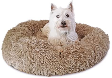 ZOLLNER kuscheliges Hundebett rund, Donut 60 cm, waschbar, Hellbraun