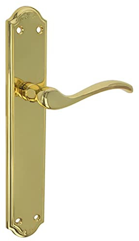 Amig - Set di Maniglie a Piastra - Realizzato in Zamak - Misura: 242 x 44 mm - Ideale per Porte Interne con Maniglia Comoda, Elegante e Senza Tempo - Colore: Dorato