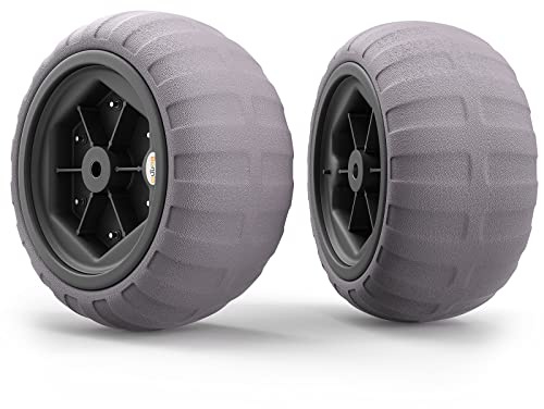 Bonnlo 16 Balloon Wheels, 2 Pack Replacement Beach Sand Tires for Axle with 0.98 Diameter, Retrofit to Beach Wagon, Fishing Cart, Rolling Walker, Wheelchair with Bearing, Free Air Hand Pump