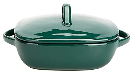 Teglia da Forno Casseruola in Ceramica con Coperchio, Set di Stoviglie Quadrate Coperte, Pirofile per Casseruole, Teglie per Lasagne Casseruola Profonda Pentole Teglia da Forno-Green