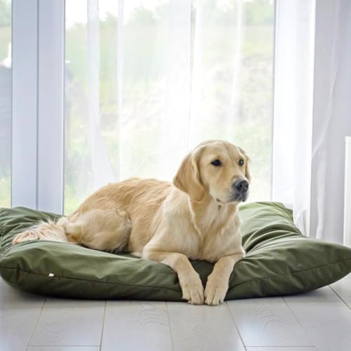 4L Textil ZOE Hundekissen wasserfest mit Bezug Hundebett wasserabweisend Hundekissen große Hunde waschbares Hundebett große Hunde (120x100 cm, Dunkelgrün)