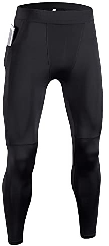 HomyComy Herr kompressionsbyxor träning sport leggings långa löparbyxor andningsbara funktionella underbyxor tights, svart, XXL