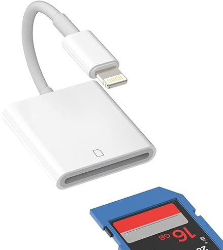 Lecteur de Carte SD pour iPhone Lightning vers Caméra Mémoire Accessoires Compatible avec iPad 2020 2019 2021 13 12 11 Pro Max X XS XR 8 7 Air Mini Visionneuse Adaptador Photo pour Apple Certifié MFI