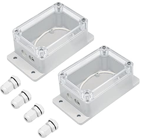 IP66 Vattentät dammtät kopplingsbox, 2-vägs utomhuskabelanslutningar med klart skydd för landskapsljus och utomhusapparater (132,2 x 68,7 x 50,1 mm)