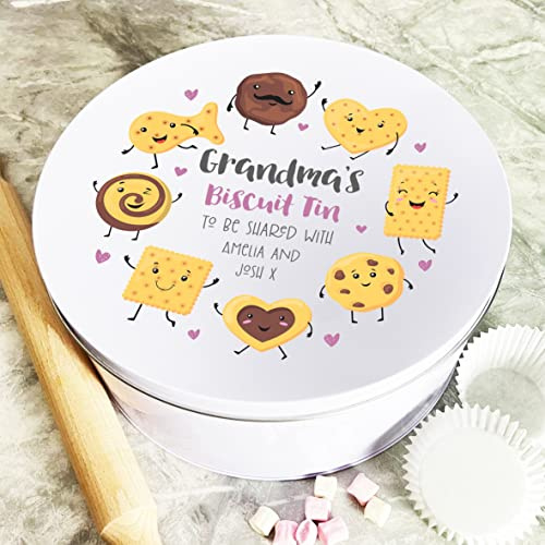 Fingerprint Designs Personalised Round Grandma's Biscuit To Be Shared With Cake Tin