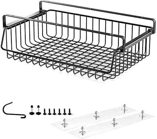 ADWOLT Under Desk Cable Management Tray,Metal Under Desk Drawer Slide Out for Storing Extension Cords,Large Under Table Storage Organizer Rack for Home Office No Drill [1 Pack]