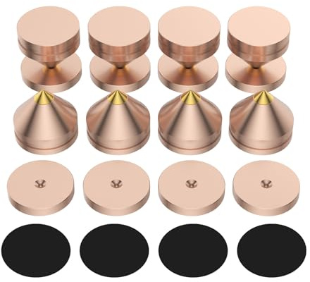 Pack of 8 Lautsprecher Spikes Set, Speaker Stands HiFi Speaker Audio Amplifier DAC CD Isolation Stand Cone Feet Shockproof Base Pad Lautsprecher Füße aus Alulegierung Spikes (Gold)